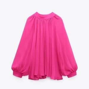 New with Tags Zara Back Tie Blouse in Fuchsia